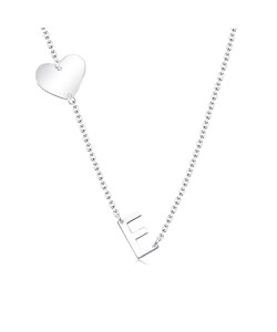Heart with E Silver Necklace SPE-5745